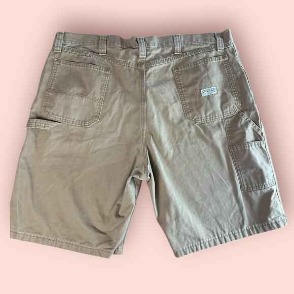 Vtg Y2K Wrangler Carpenter Cargo Shorts Mens 42 Khaki Utility Pockets Gorpcore - Picture 1 of 3